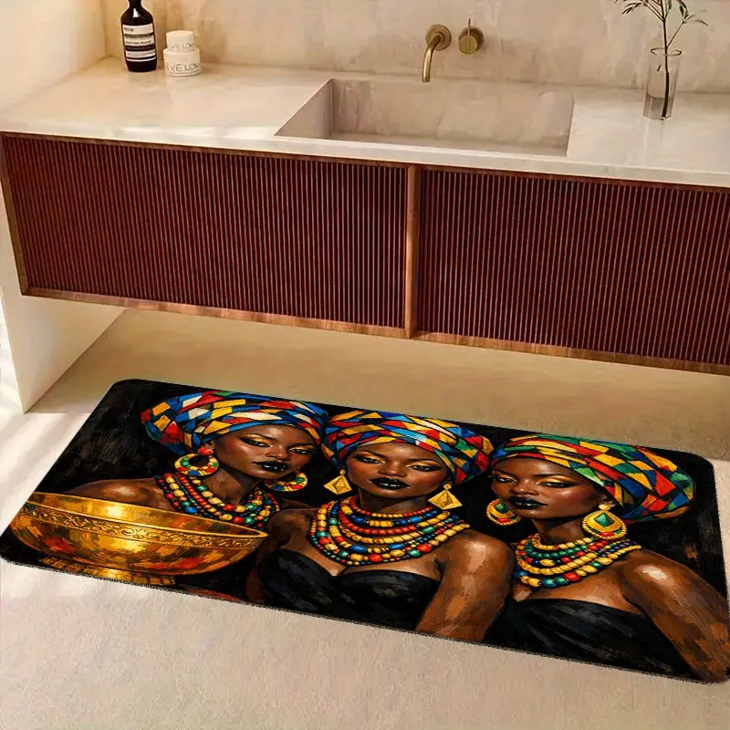 Chic Bohemian African Tribal Women Portrait Doormat Ethnic Art Boho Chic Entrance Way Mat Unique Home Decor Rug Gift Idea Suppli