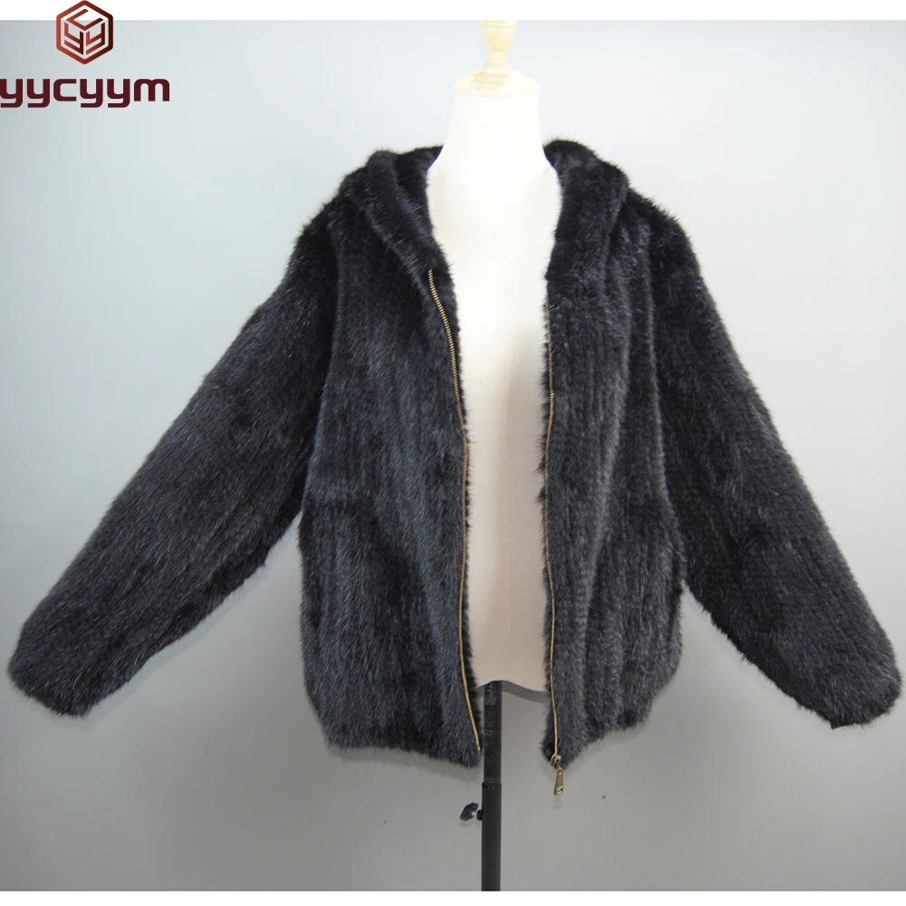 New Style Women Genuine Mink Fur Jacket Coat Winter Warm Fashion Casual Real Fur Coat Lady Warm Soft Knitted Mink Fur Outwear