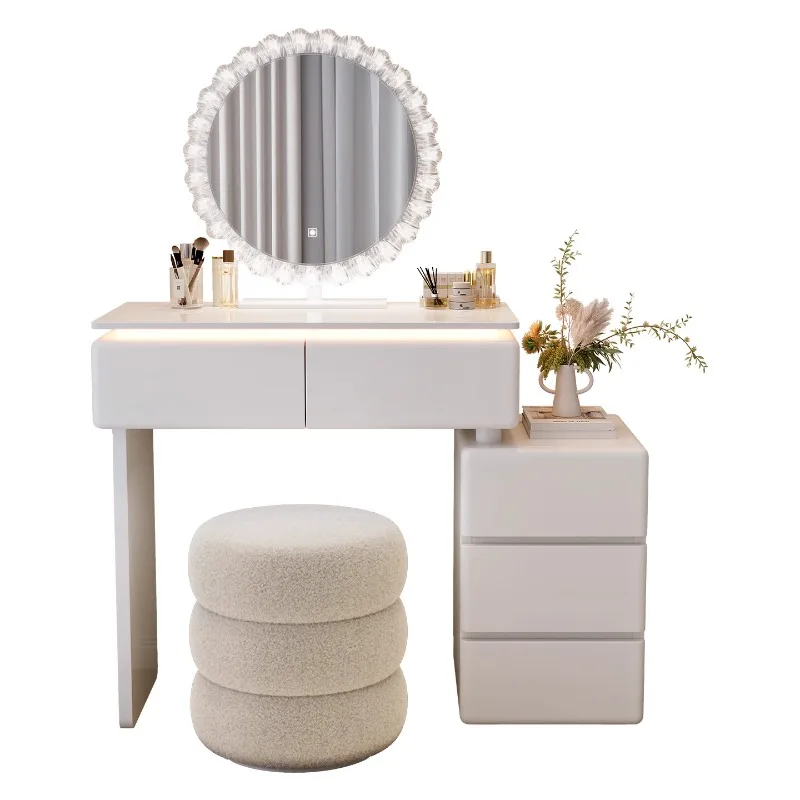 Aesthetic Wood Vanity Table Storage Minimalist Space Saving Luxury Dresser Bedroom Organizer Tavolo Trucco Home Furniture