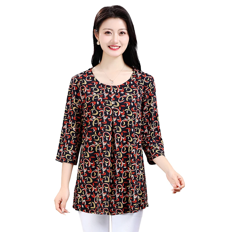 Loose 8XL Blouse Women\'s Top 2024 Short sleeved Women\'s Shirt Plus Size Summer Clothing Multi color Casual Breathable Clothing