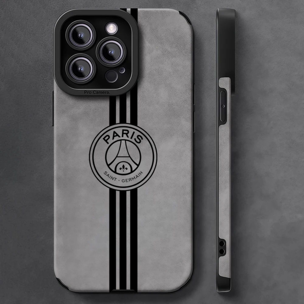 Capa de telefone luxuosa de couro de pele de cordeiro à prova de choque para iPhone 17 16 Pro Max Air 15 14 13 Max P-PSG