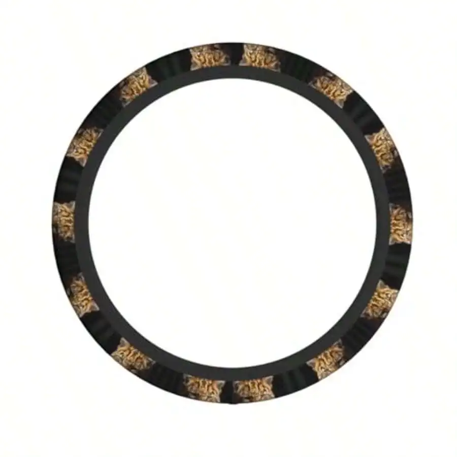Elastic Steering Wheel Cover Leopard In A Leather Jacket Printed Car Steering Wheel Cover Suitable For Cars Trucks And SUVs