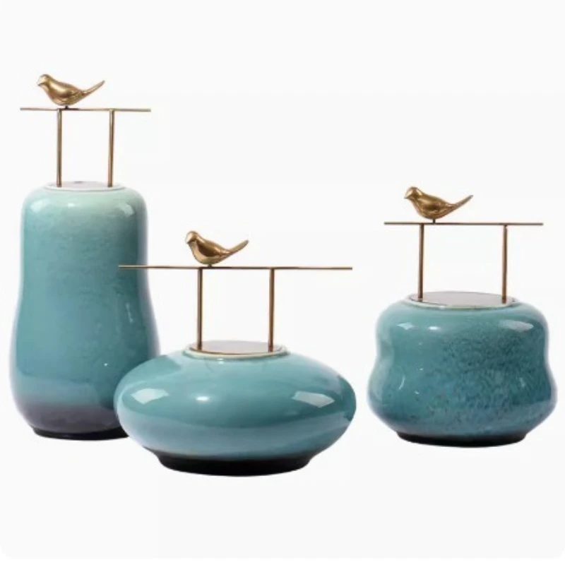 

New Chinese ornaments High-end ceramic decorations Storage tanks Bogu racks