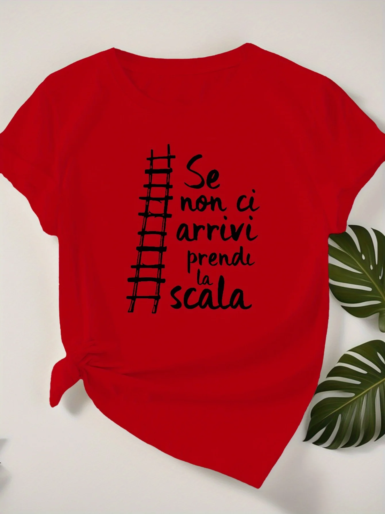 

Womens Funny T-Shirt -Se Non Ci Arrivi Prendi La ScallaHumorous Design Harajuku Short Sleeve Casual Aesthetic Clothes