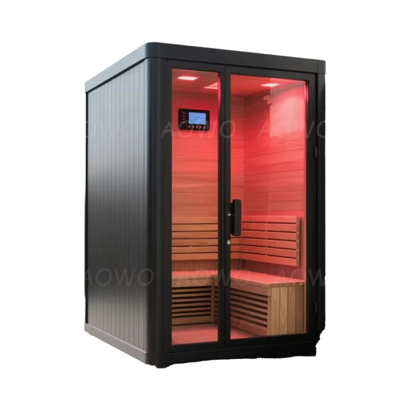 

Premium Hemlock Wooden Sauna Room Electric Heater Sauna For Home Personal Health Cabin