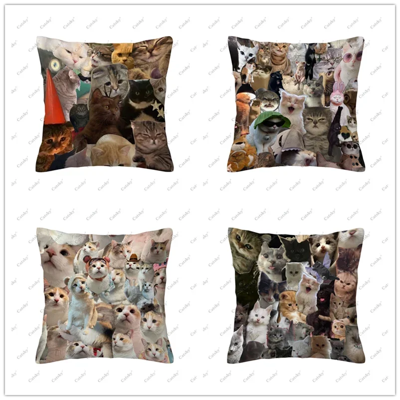 

animals cute dogs funny cats Pillow cover decoration sofa home gift holiday double-sided short plush cushion covers back pillows