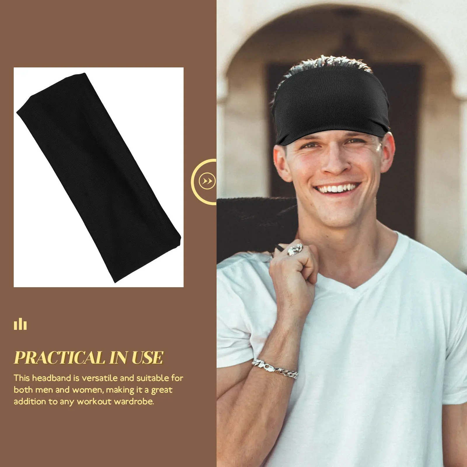 

Набор из 4 влагоотводящих повязок на голову для мужчин: нескользящие, портативные, для тренировок, йоги, баскетбола, фитнеса