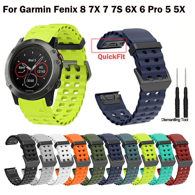 QuickFit Silikon-Uhrenarmband 26 mm 22 mm für Garmin Band Fenix 8 7X 7 7S 6X 6 Pro 5 5X Epix 2 Forerunner 965 955 945 Instinct 2