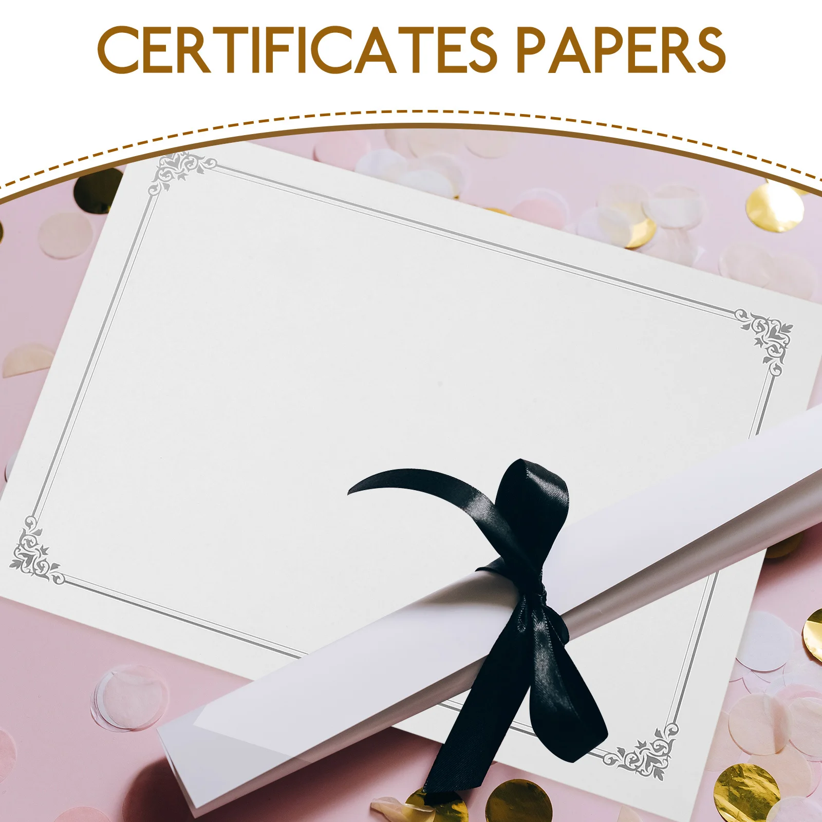 10pcs Blank Silver Framed Certificate Core Papers Diploma Award Printing Honors Certificates Smooth Decorative Borders