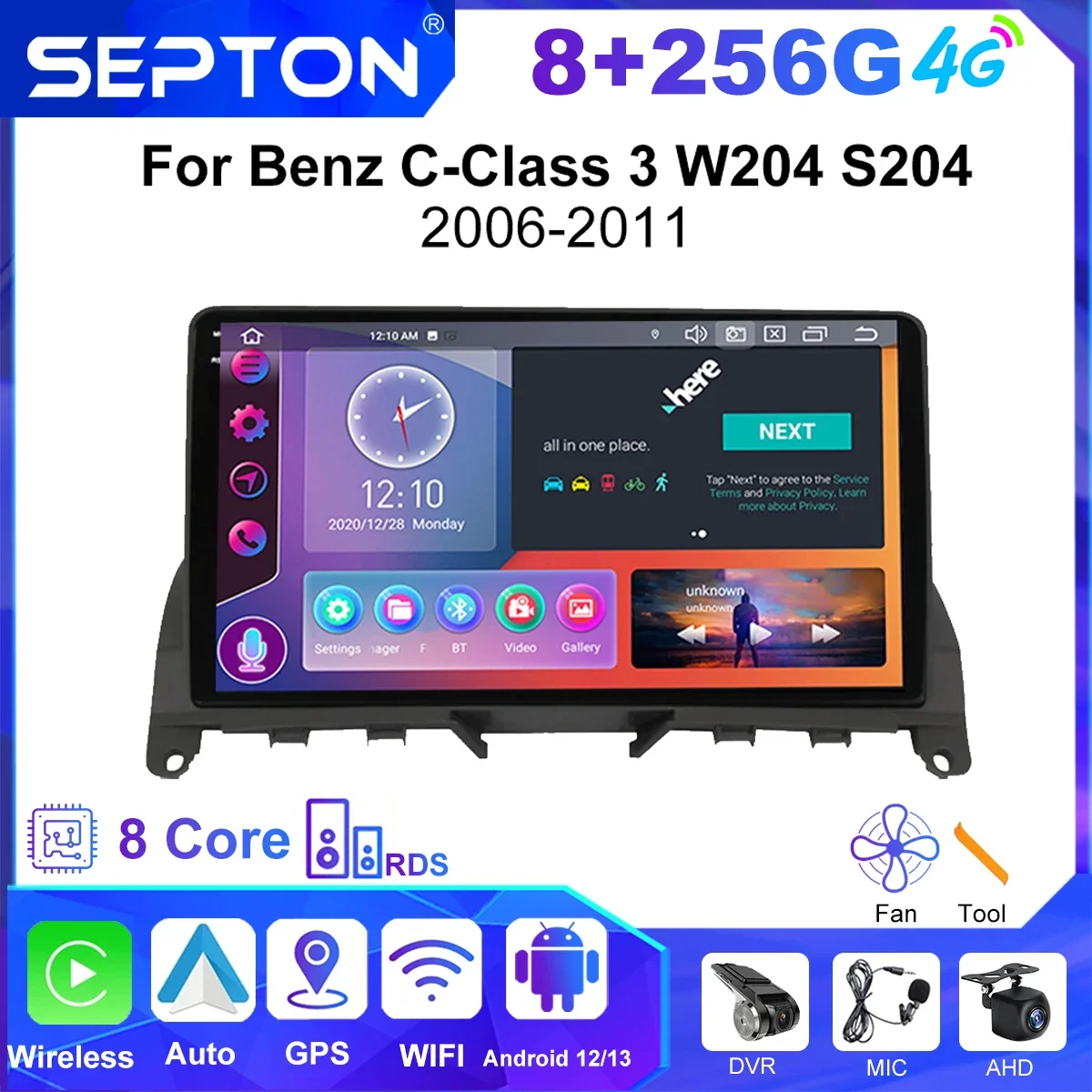 

SEPTON Android Car Stereo Radio for Benz C-Class 3 W204 S204 2006 - 2011 Multimedia Player GPS CarPlay Autoradio 2Din Head Unit