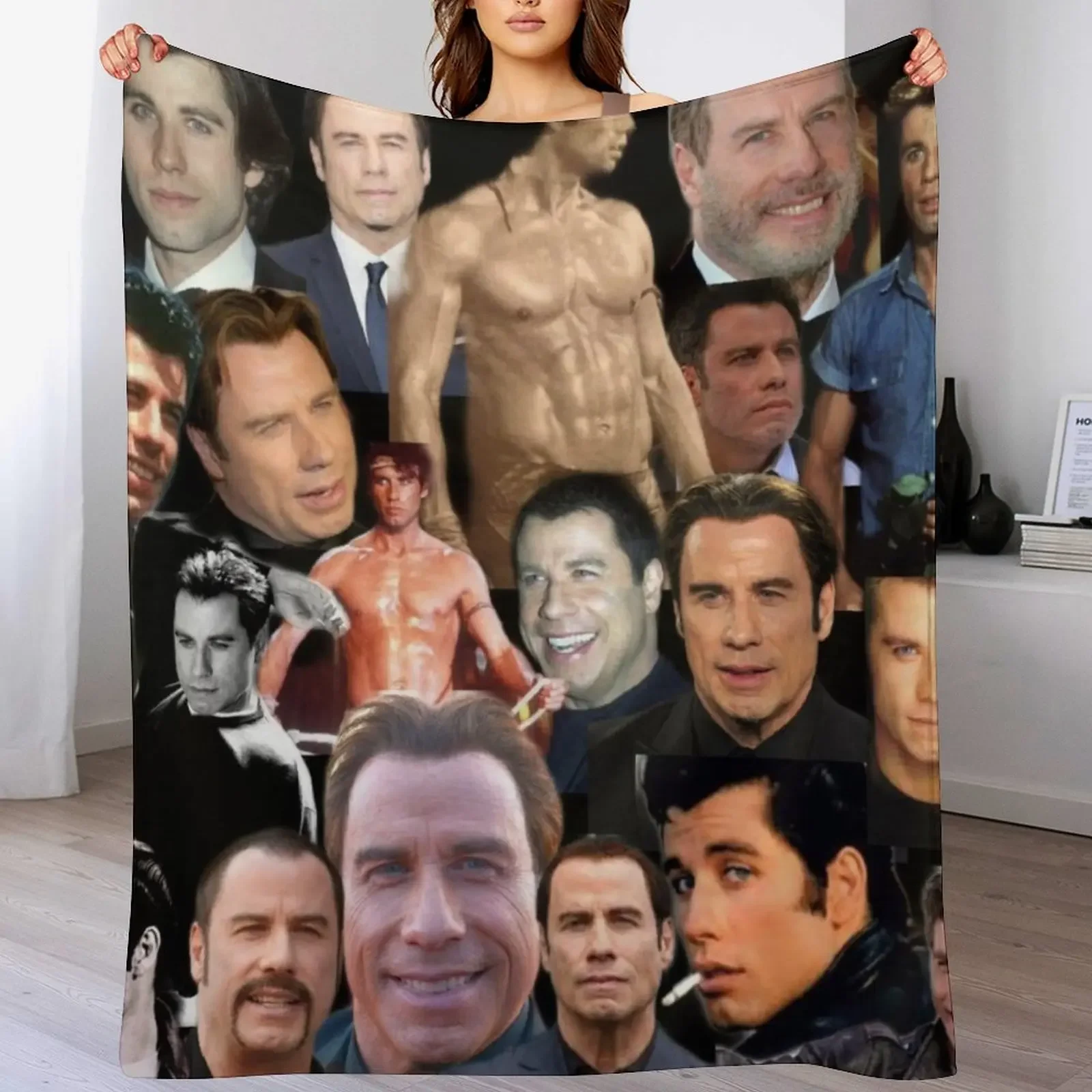 john travolta colllage Throw Blanket Quilt Bed covers Luxury St Blankets