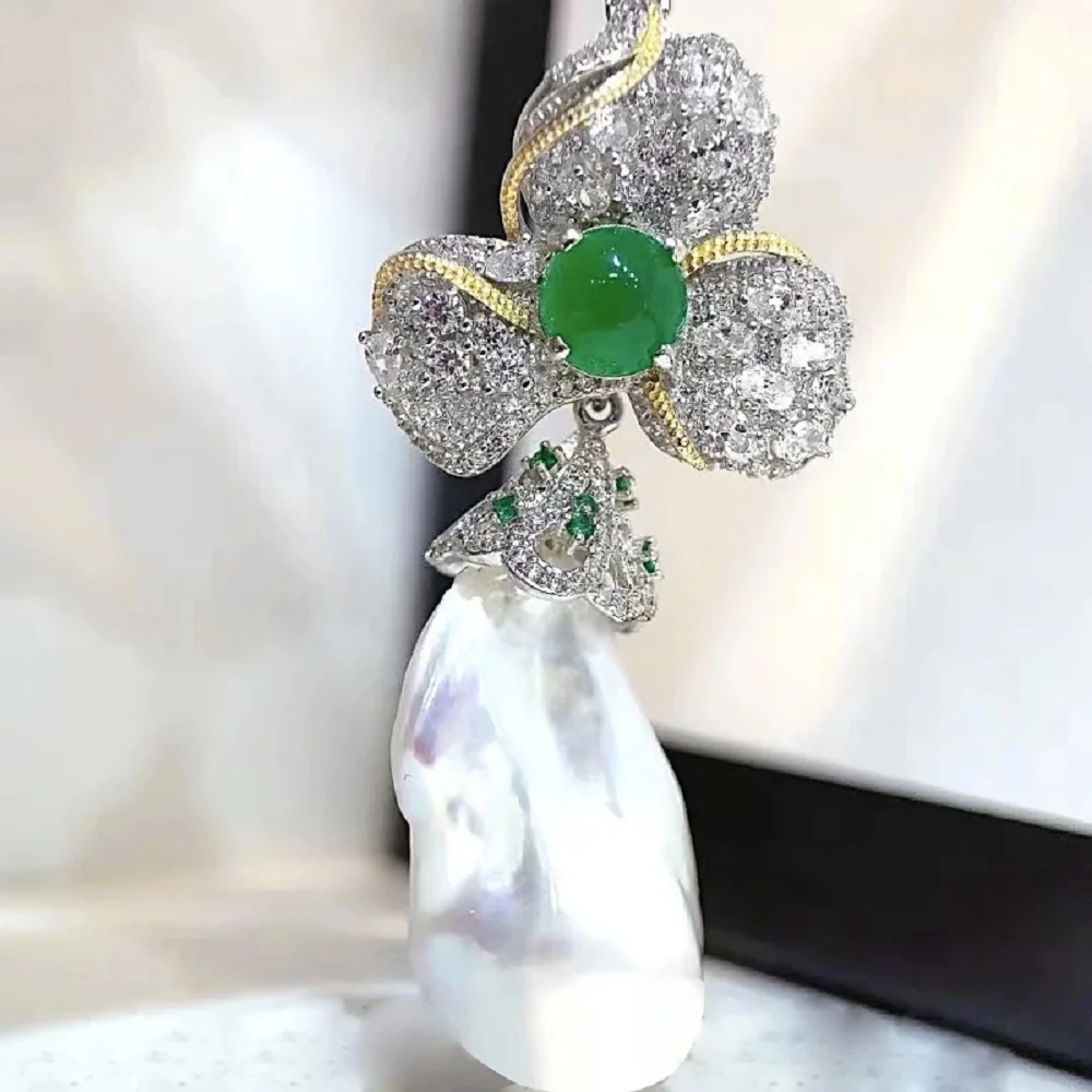 

Natural Baroque Pearl AAA15-20mm Fashion Water Drop Pearl Pendant Necklace 18inch/925s