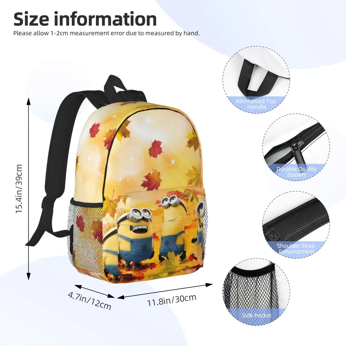 M-Minions Bedrukte Lichtgewicht Casual Schooltas Voor School, Buiten, Winkelen, Kantoor 15Inch