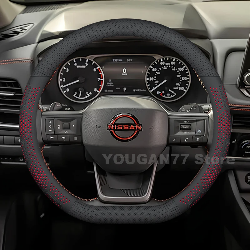 

Leather Car Steering Wheel Cover For Nissan Rogue 2024-2026 Covers For Covers Auto interior Nissan Rogue Accessories 2025