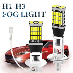 2PCS H1 H3 LED Fog Light Super Bright 4014 Chips 45MSD Car Lights Daytimes Running Light 12V White