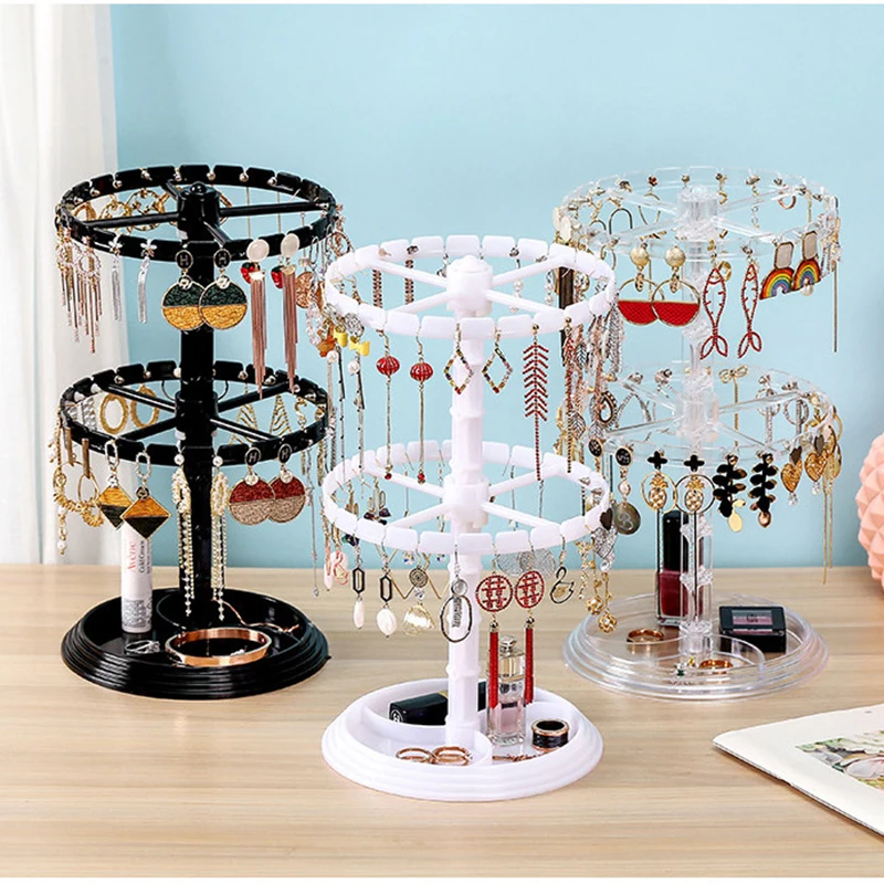 

2Layer Rotating Earrings Storage Shelf Jewelry Display Display Stand Cases Holder Racks Fixtures Jewelry Earrings Organizer