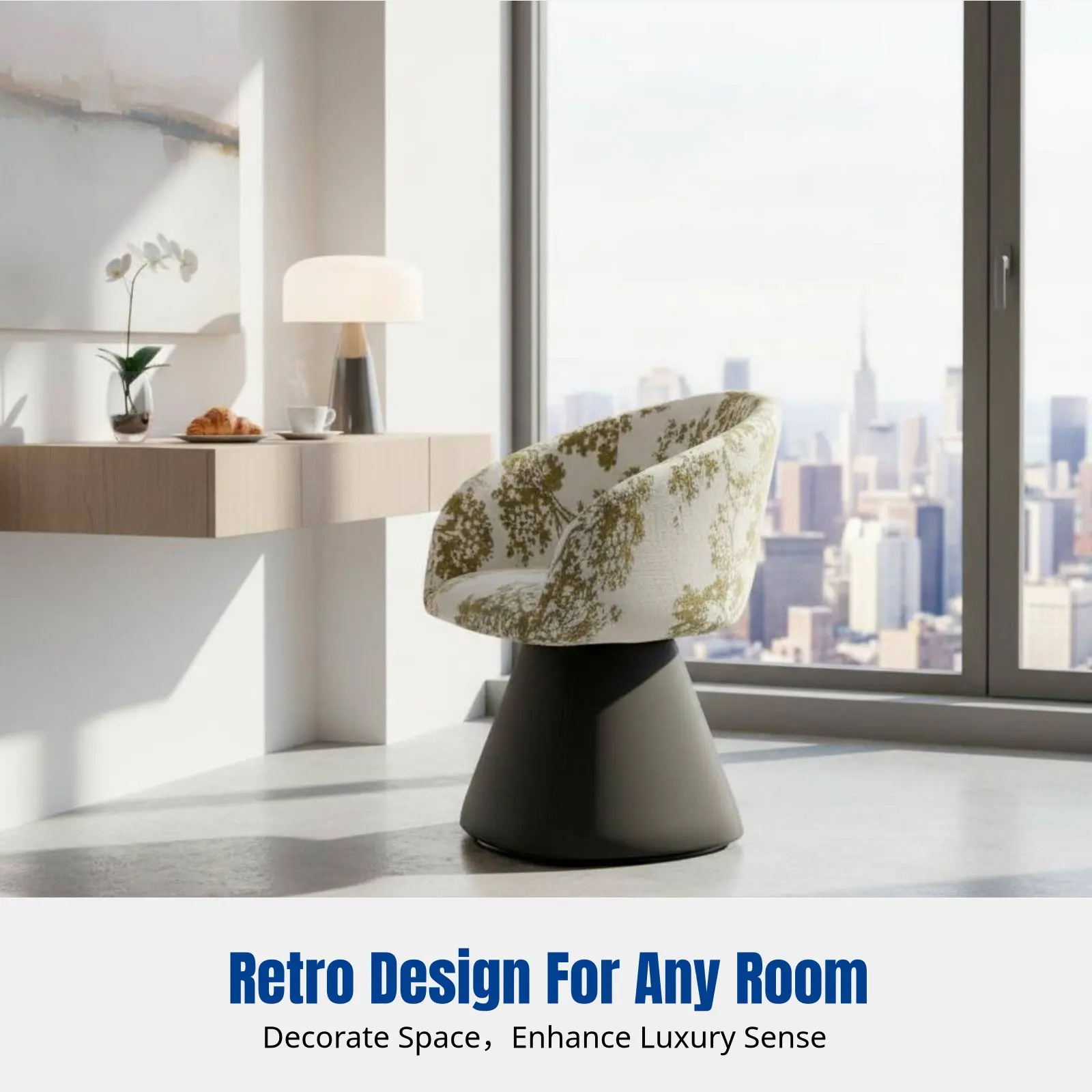 

Retro Backrest Vanity Chair, Bedroom Makeup Stool, 360° Rotating, Girls Nail Chair, Italian Minimalist