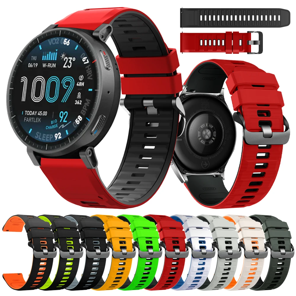 Bracelet de sport en Silicone de remplacement, 22mm, pour Amazfit Active Max 48mm, Balance 2/Bip 6 5 UNITY/GTR 4 3Pro 2e GTR 47mm