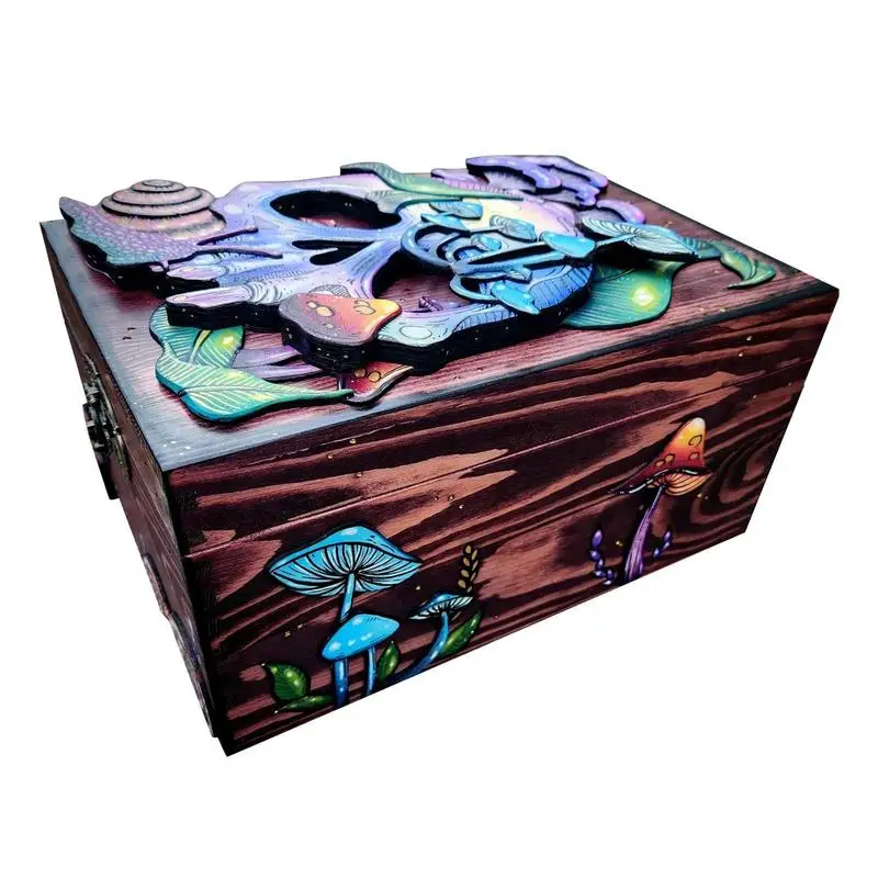 

Wood Chest Storage Trunk Vintage Jewelry Organizer Box Decorative Wood Chest For Earrings Brooch Pendant And Hairpin