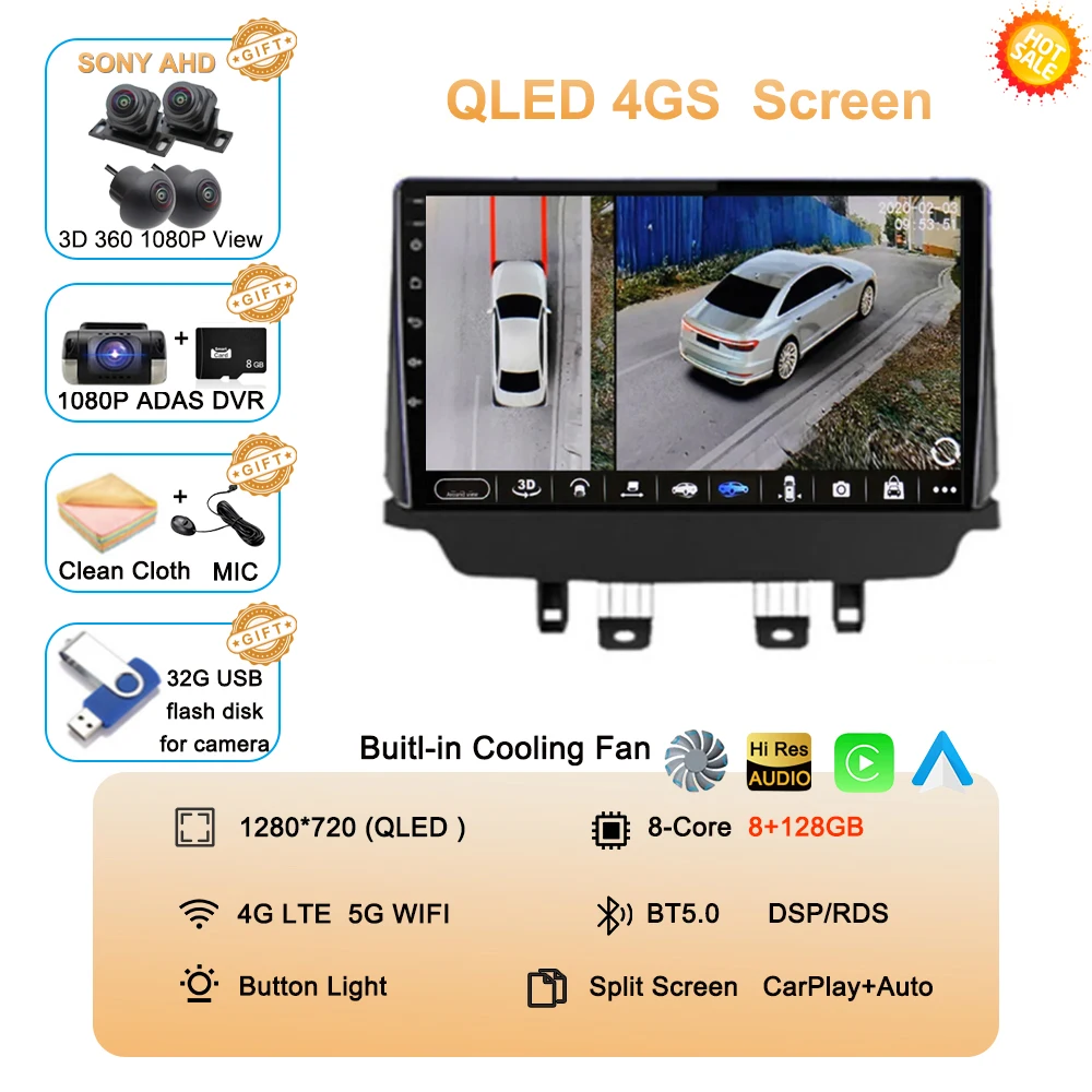 Auto radio Android 16 voor Mazda CX-3 CX3 Mazda 2 DK 2014 - 2021 Multimedia Videospeler QLED GPS Navigatie Draadloze Carplay Auto
