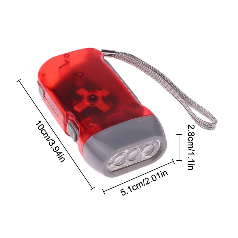LED Pressatura manuale Dinamo Manovella Power Wind Up Torcia Mini Torcia autogenerante Lampada da campeggio Forniture per la casa all'aperto