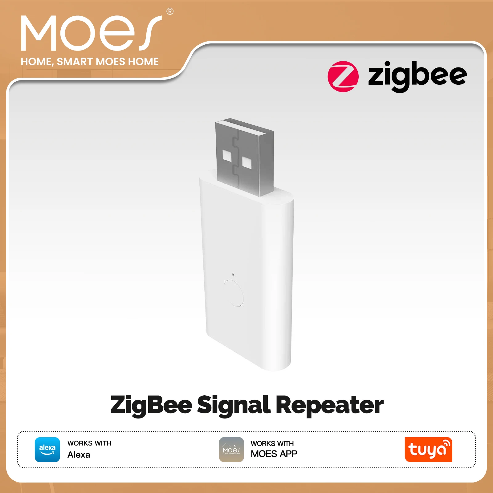 

MOES Tuya ZigBee3.0 Ретранслятор сигнала Усилитель USB-порта Удлинитель диапазона Умное домашнее устройство Расширение беспроводной работы со шлюзом ZigBee