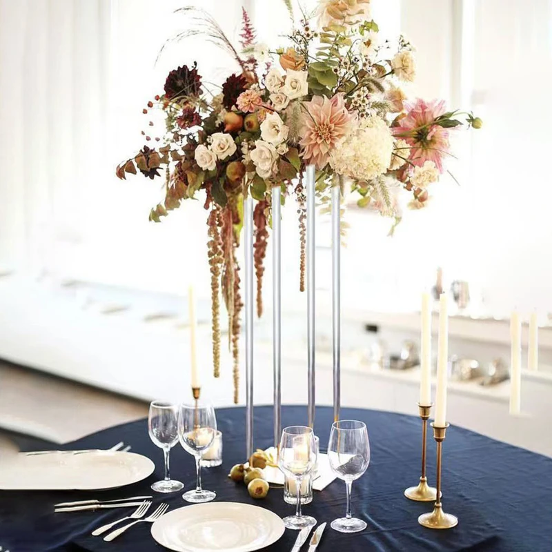 Acrylic Decorative Stands Wedding Flower Stands Set, Clear Column Rack Geometric Display Stand for Home Party Wedding Decor