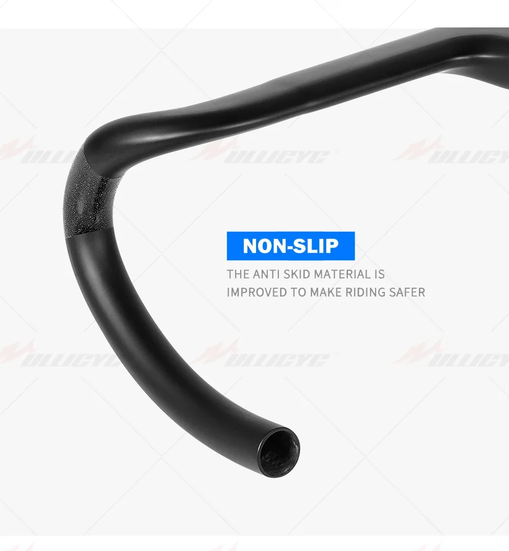 Logofreier Vollcarbon-Rennradlenker, integrierte Kabelführung, Distanzstücke inklusive. 28,6 mm Klemmdurchmesser, -10 ° Neigung – Detail 5