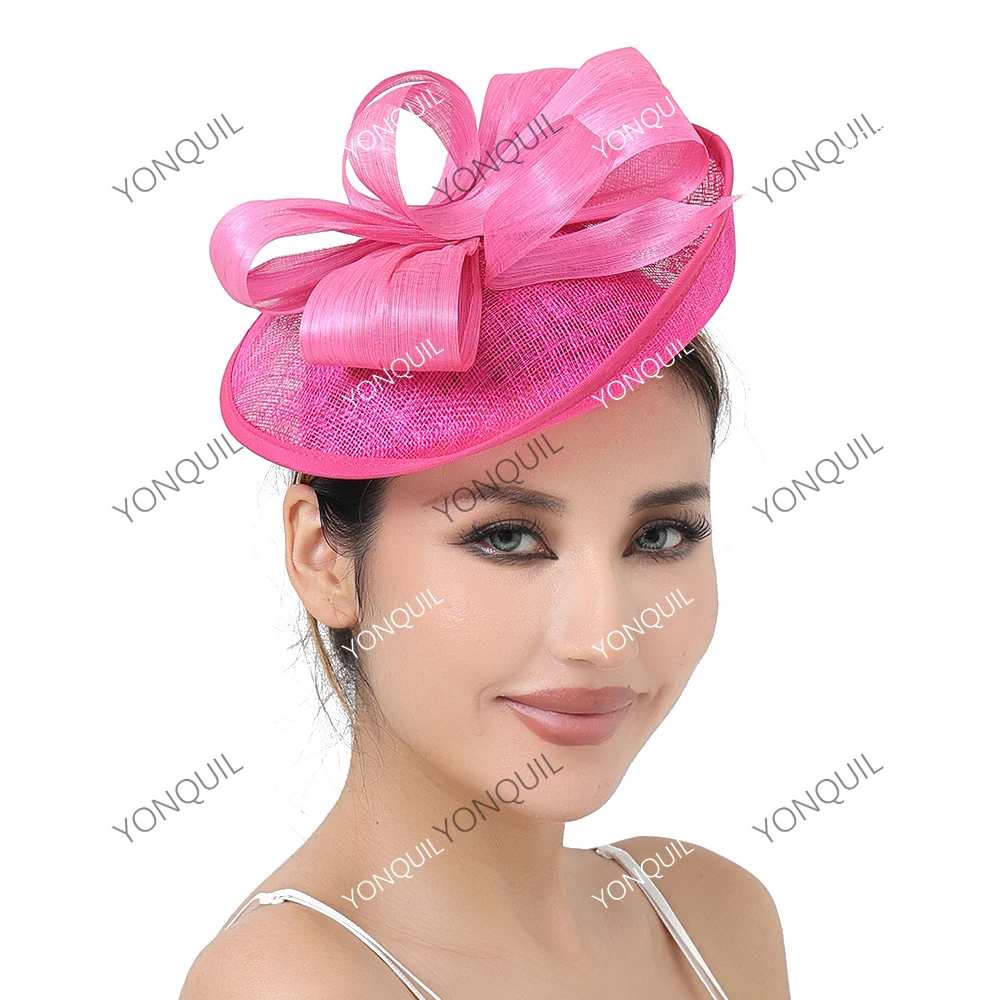 2025 New Sinamay and Silk Linen Fascinator Hat Wedding Church Headpiece Formal Event Tea Cap Kentucky Derby Race Cocktail Hat view 4