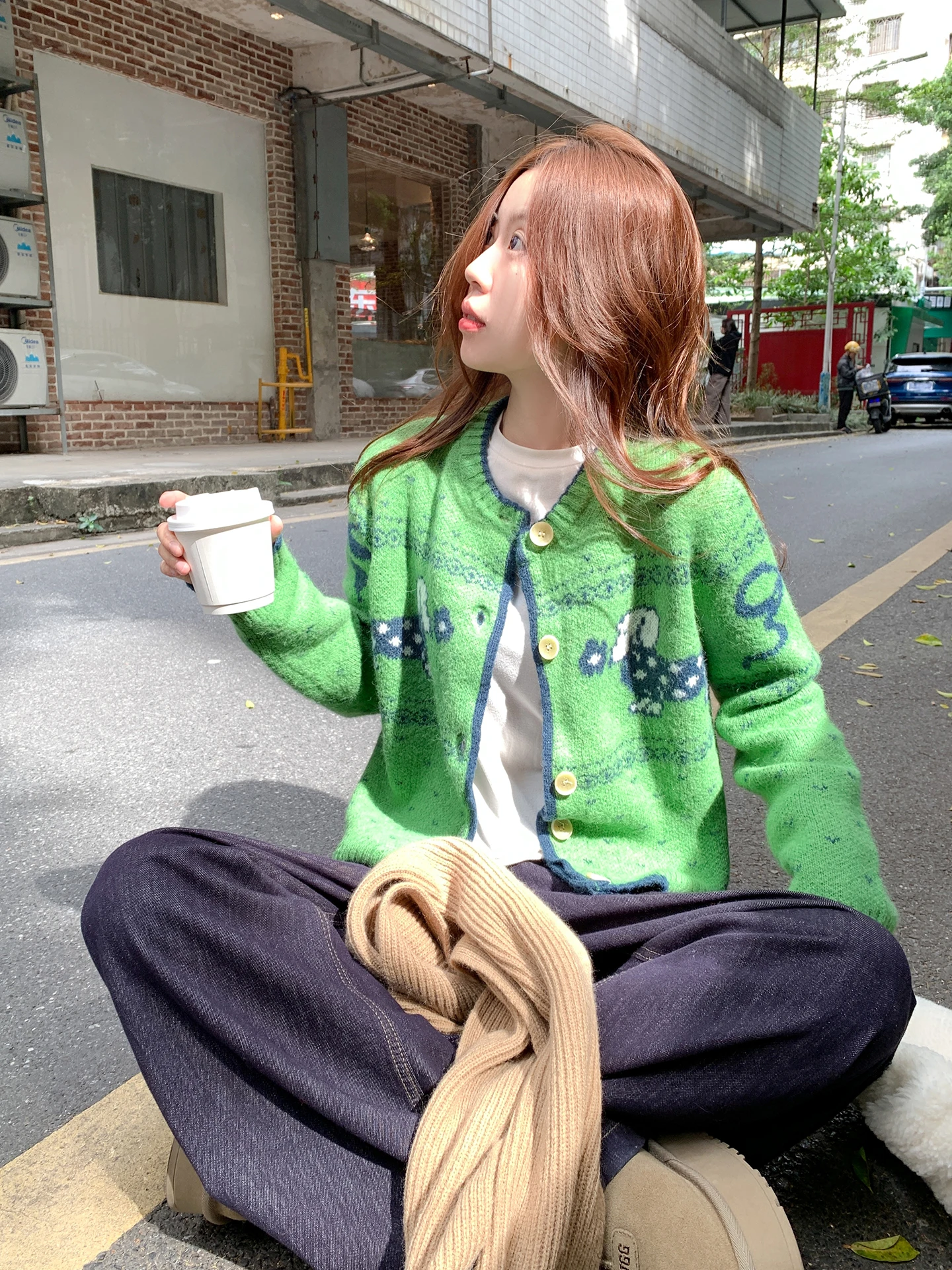 

een Floral Knit Sweater Coat Women's Autumn Winter New Sle Small Size Korean Sle Long Sve round Ne Soft Comfortable