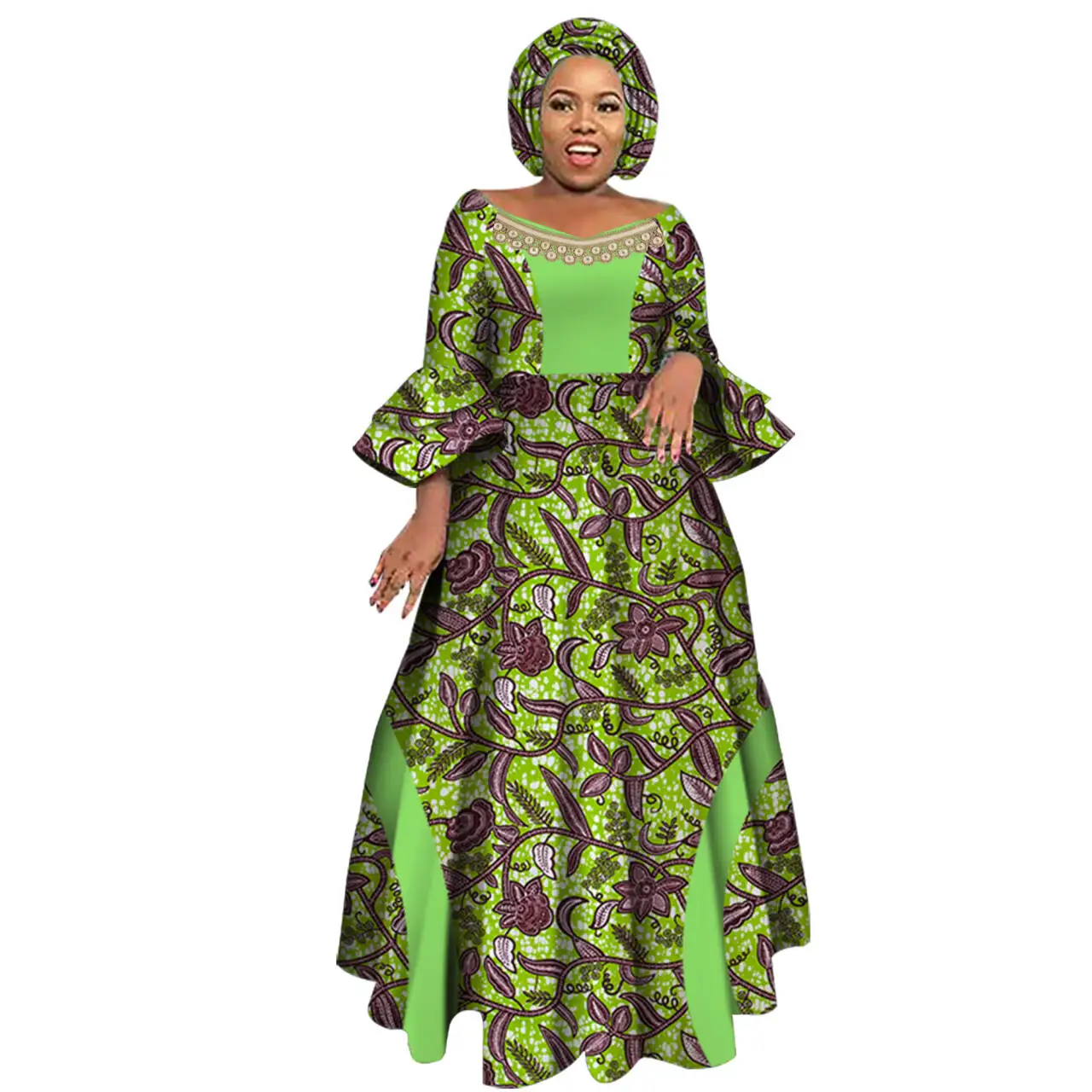 Abiti a maniche lunghe per donna festa nuziale Casual data Dashiki abiti da donna africani 2021 abiti africani per donna WY3819
