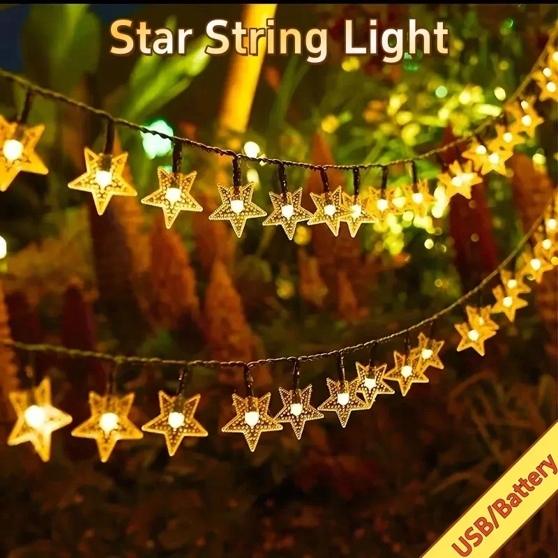 

1.5M/3M/6M/10M 80Leds Star String Lights Christmas Garland Battery/USB Powered Wedding Party Curtain String Fairy Light for Home