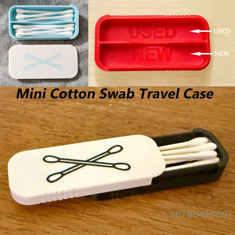 3D-gedruckter Tupferhalter, Reise-Etui für Wattestäbchen mit Schiebedeckel, Mini-Hygiene-Organizer, kompaktes Toilettenartikel-Set, Zubehör LainYY33 Daug