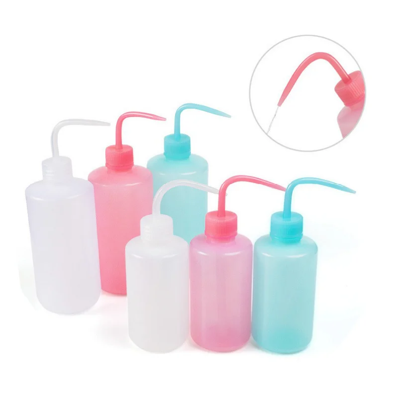 250/500ml Eyelash Extension Flush Bottle Non-Spray 3 Colors Clean Wash Squeeze Elbow Bottle Tattoo Diffuser Soap Supply