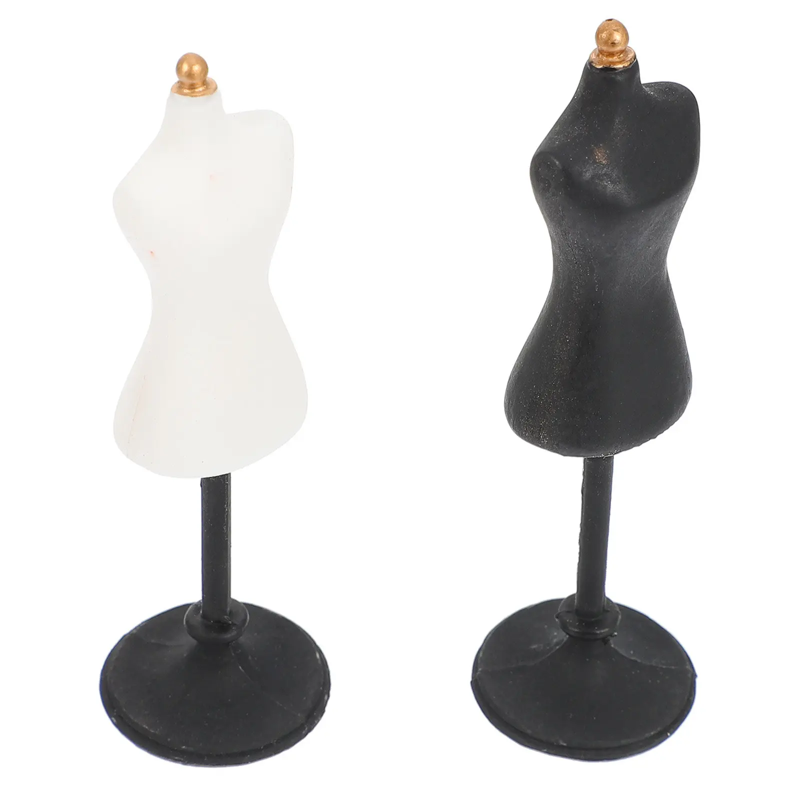 2Pcs Mini Stand Resin Female Miniature Dress Form for Sewing Display Clothes Rack Small House Accessory