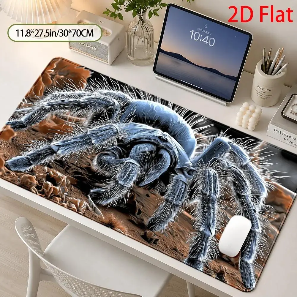 Large Giant Tarantula Desk Mat & Mouse Pad Suitable for Horror Enthusiasts, Realistic Spider Design Computer Surface, Stain-Resistant Machine Washable Pad