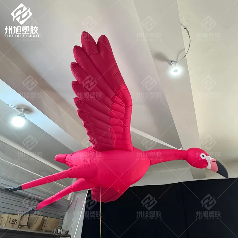 Customized Inflatable Red Flamingo Model, Hanging Inflatable Bird Advertising Decoration for Malls, Outdoor Spaces Bars
