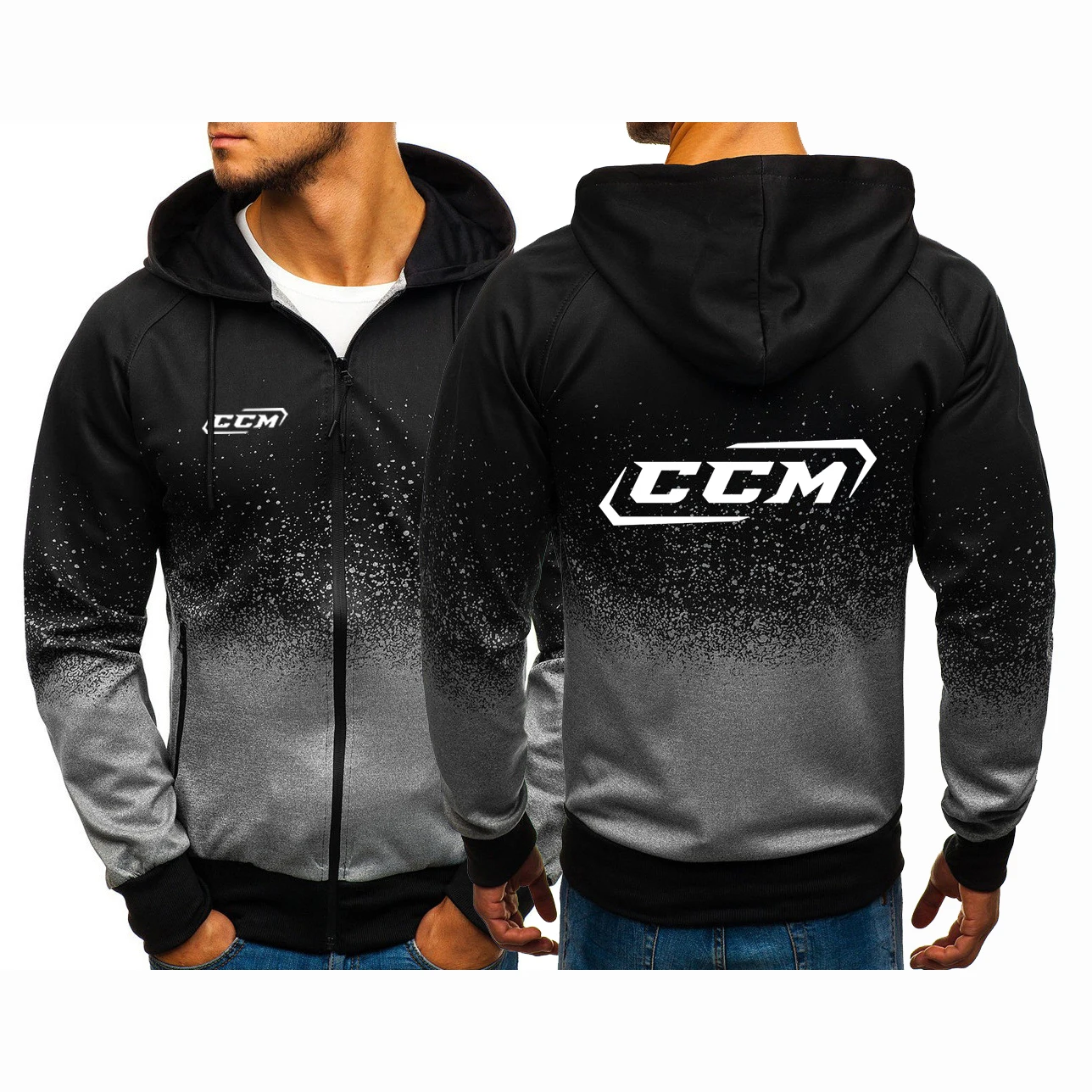 

2024 CCM Men Spring And Autumn New Jacket Printing Casual Harajuku Gradient Coat Sweatshirts Zipper Hoodies Tops Clothing