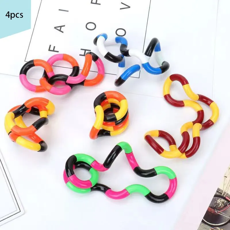 4Pcs Fun and Educational Twist Music Puzzle Toys for Kids-Vent Deformation Rope Knot Pressure Toys