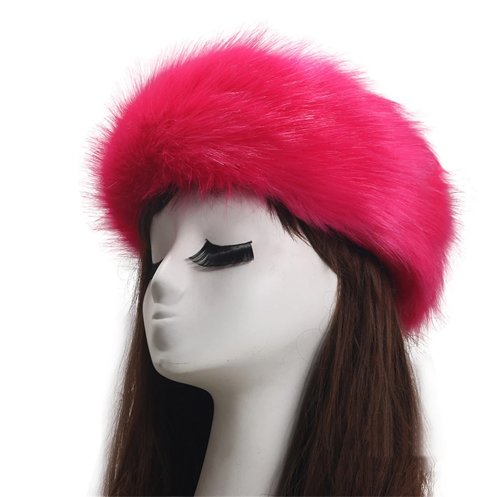 Winter Thick Fox Hair Circle Russian Hat Fluffy Headband Female Fur Headband Furry Headband Wide Headdress Ski Hat Accessories