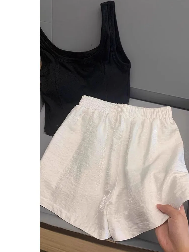 Blanc coton lin décontracté orts femmes hiver mince grande taille gros MM taille haute mince lâche viande couvrant jambe large cinq-quarts...