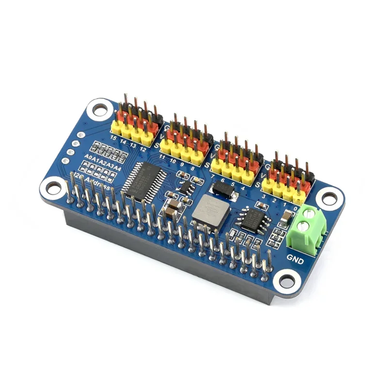 Raspberry Pi Servo Driver HAT - 16-Channel 12-Bit PWM Controller Board (I2C Interface) for Robotics & DIY Projects