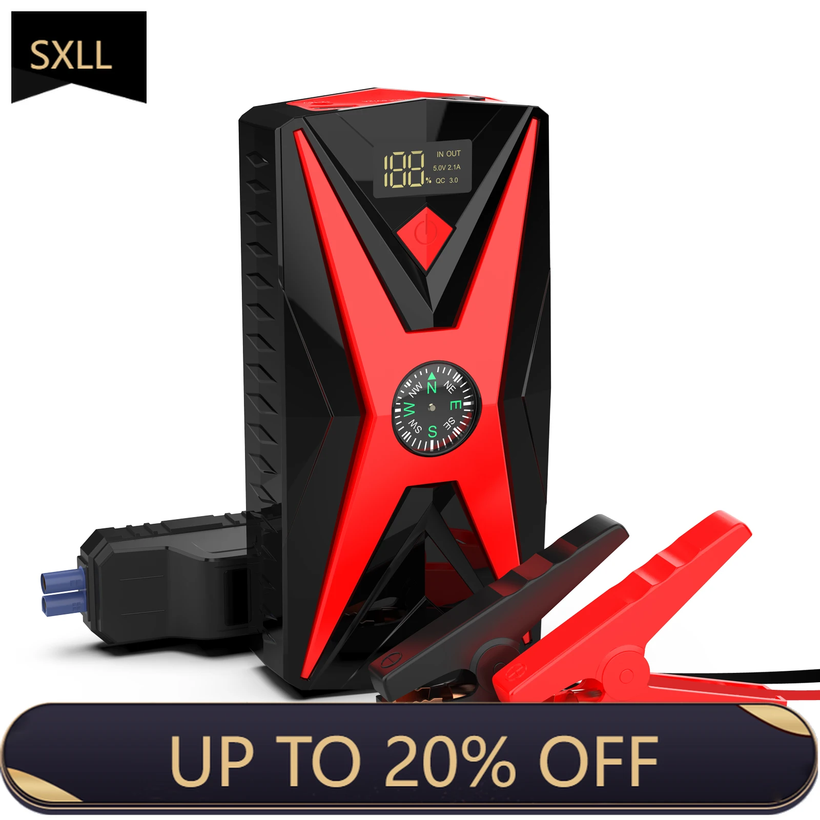 

SXLL 2025 New 12v Portable Car Jump Starter with Air Compressor Multifunctional Jump Starter Power Supply with Light Emitting D