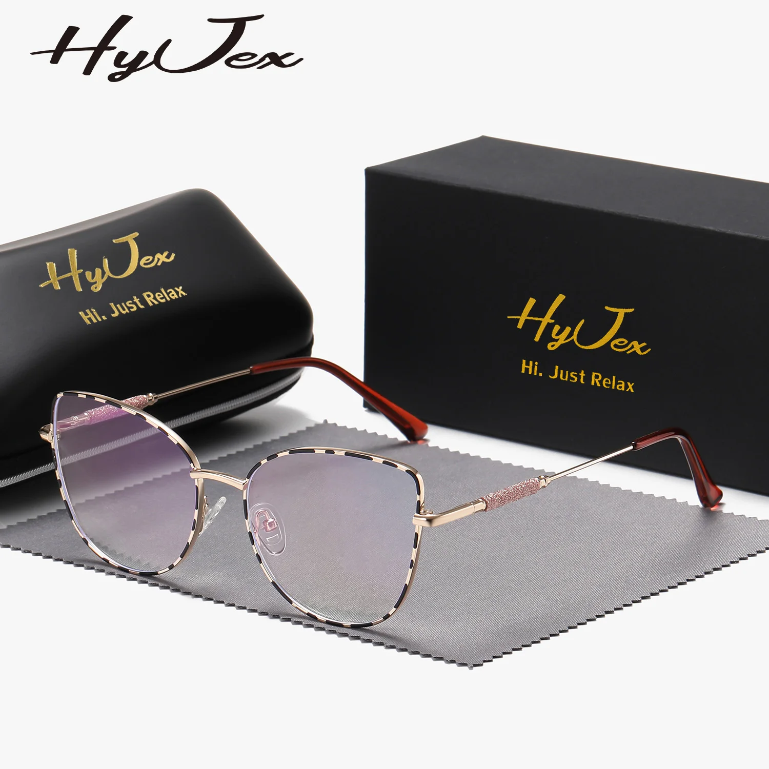 HyJex 1 Piece Unisex High-End Craftsmanship Cat Eye Frame Plano Glasses Enhance One's Temperament Full Frame Plano Glasses