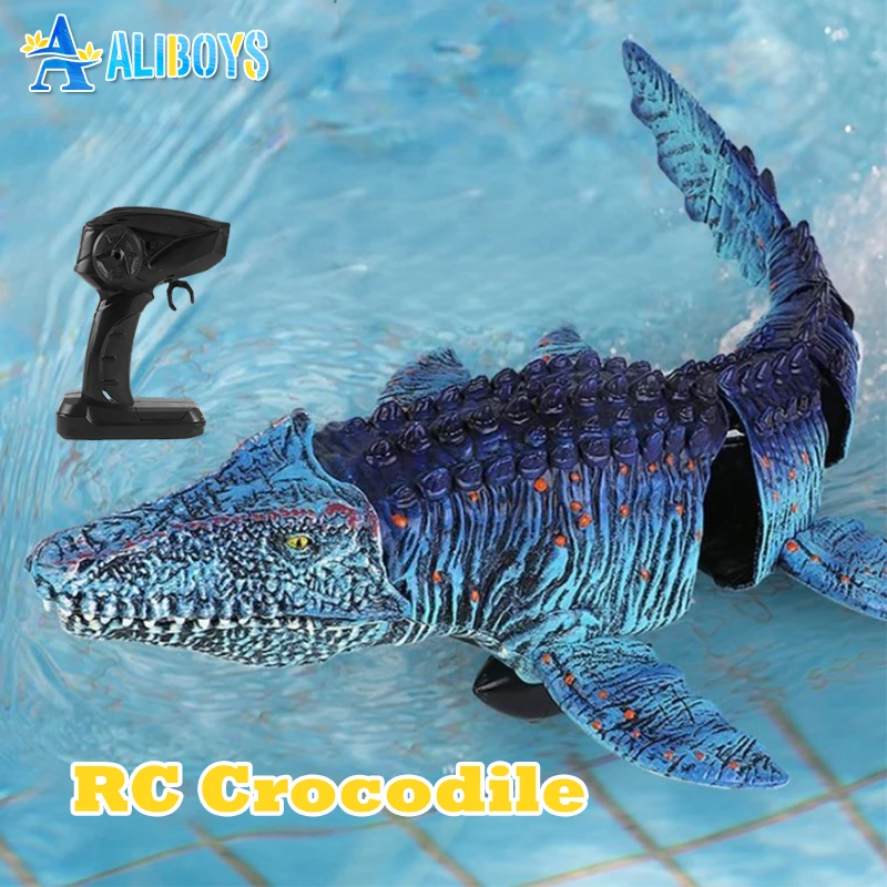 2.4G RC  Crocodile Simulation Animal Remote Control Ship Mosasaurus Swinging Dragon Outdoor Waterproof Toy Children Xmas Gift