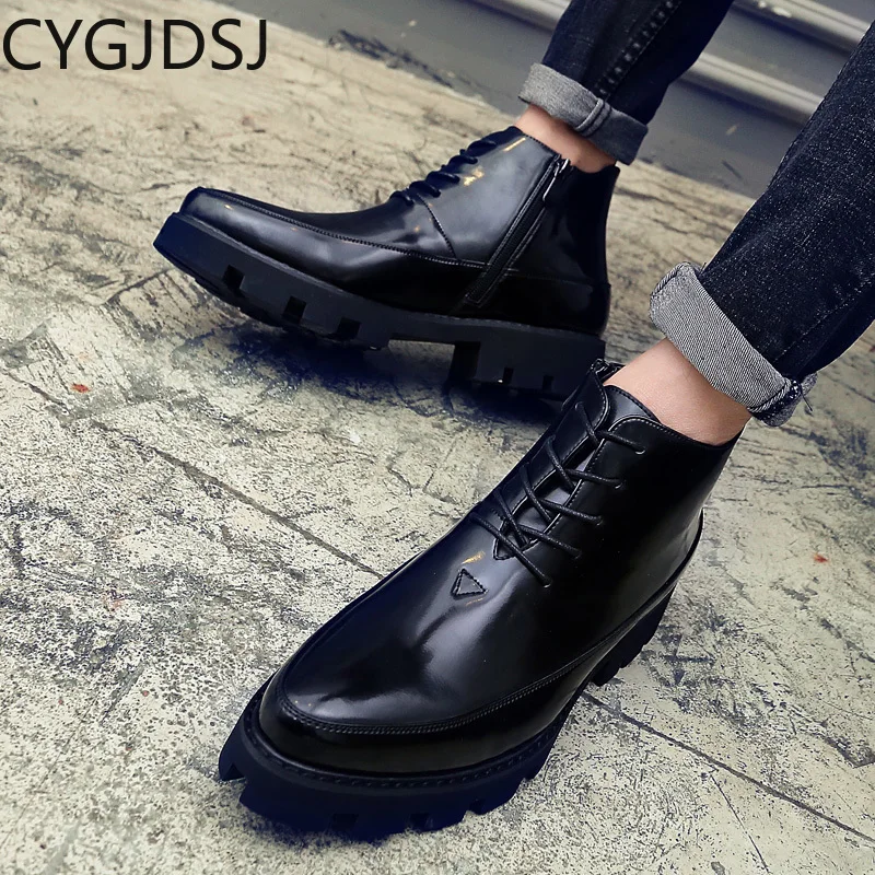 Ankle Boots for Men Casuales Werkschoenen Black Boots Leather Shoes for Men Casual Shoes for Men Leather Boots Chaussure Homme