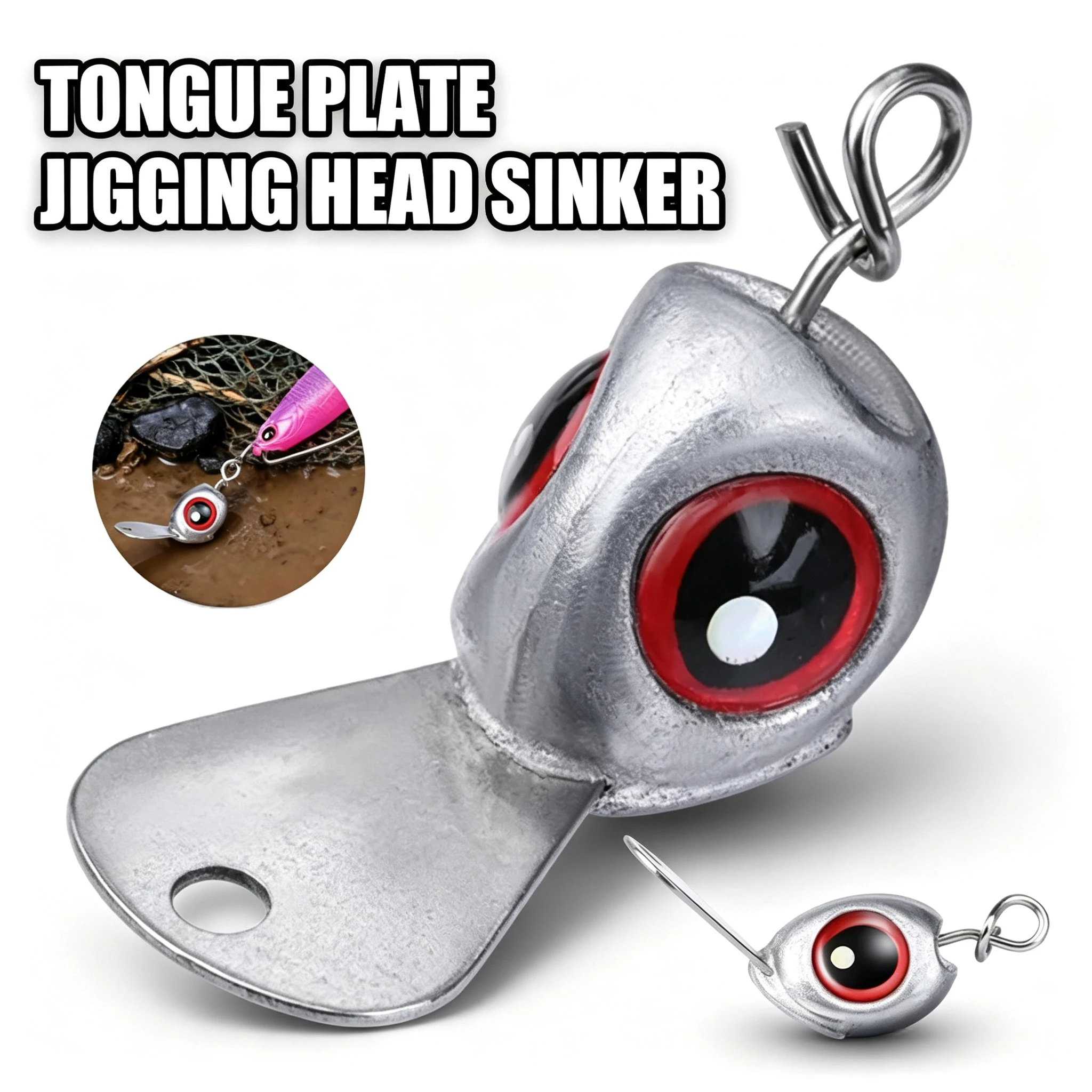 5pcs 3.5g/5g/7g/10g Red Eye Tongue Plate Quick Hanging Lead - Swinging Fisheye Quick Buckle Lead Quick Hanging Lead