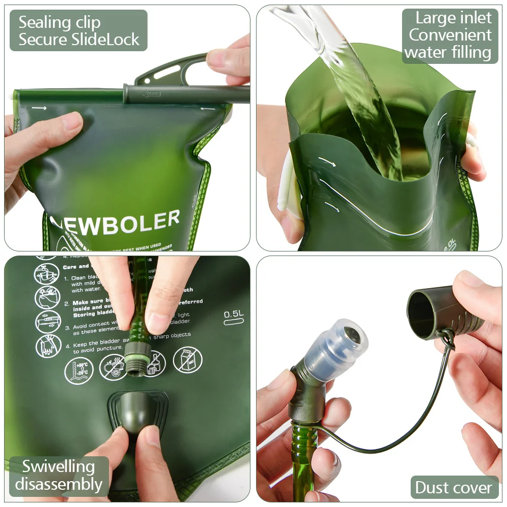 NEWBOLER Sport-Wasserblase, Trinkrucksack, Aufbewahrungstasche, BPA-frei, tragbar, lebensmittelecht, zum Trinken im Freien, Camping, Wasserbeutel – Detail 13