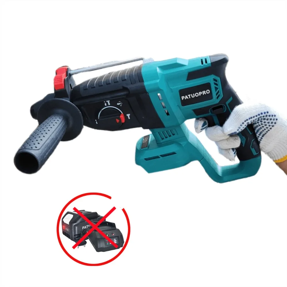

PATUOPRO 4-Mode Brushless Electric Hammer Drill 26MM Multifunctional Portable Rechargeable Power Tool For Makita 18V Battery