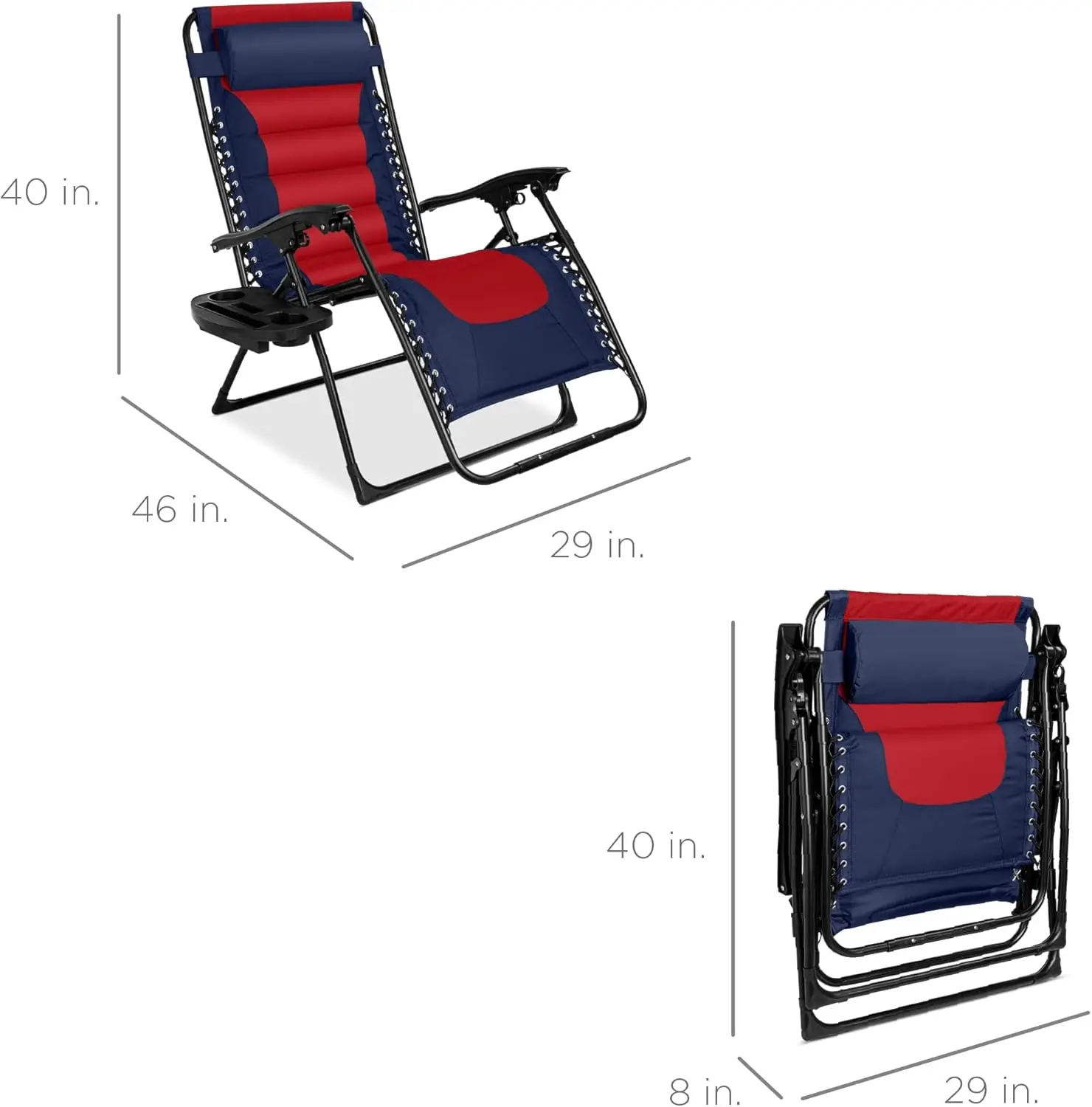 Best Choice Products Oversized Padded Zero Gravity Chair, Folding Outdoor Patio Recliner, XL Anti Gravity Lounger